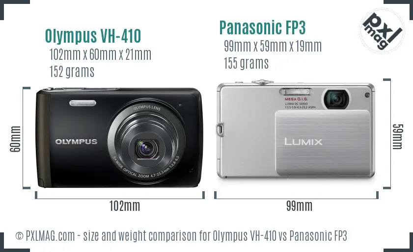 Olympus VH-410 vs Panasonic FP3 size comparison