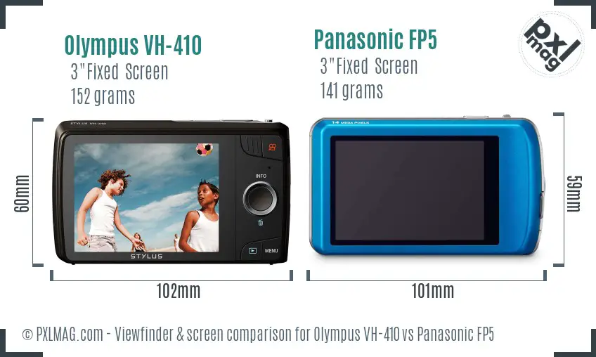 Olympus VH-410 vs Panasonic FP5 Screen and Viewfinder comparison