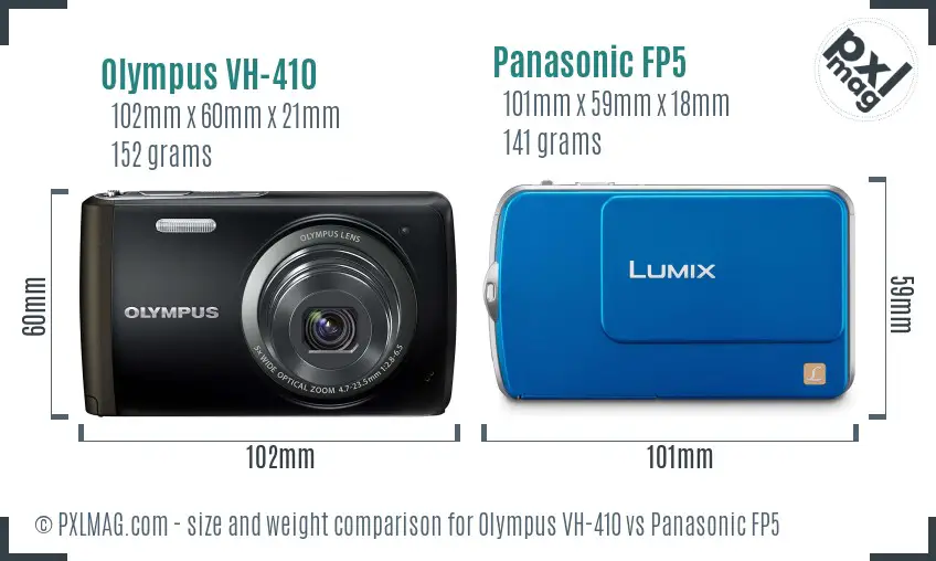 Olympus VH-410 vs Panasonic FP5 size comparison