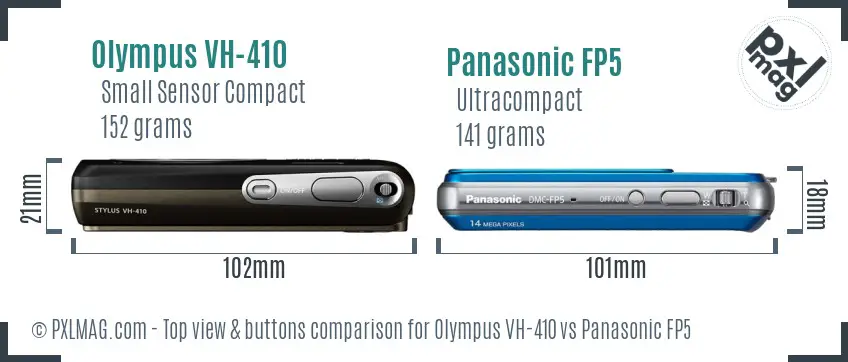 Olympus VH-410 vs Panasonic FP5 top view buttons comparison