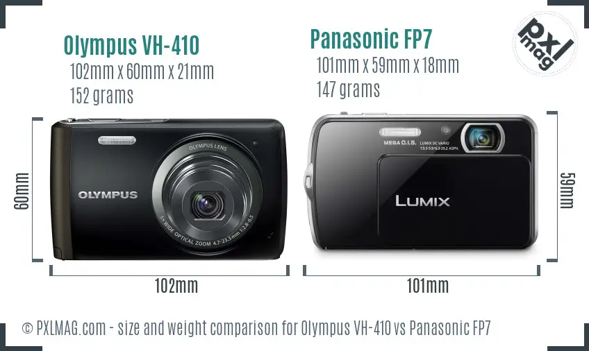 Olympus VH-410 vs Panasonic FP7 size comparison