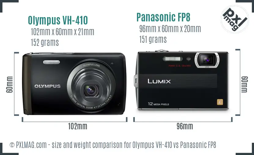 Olympus VH-410 vs Panasonic FP8 size comparison