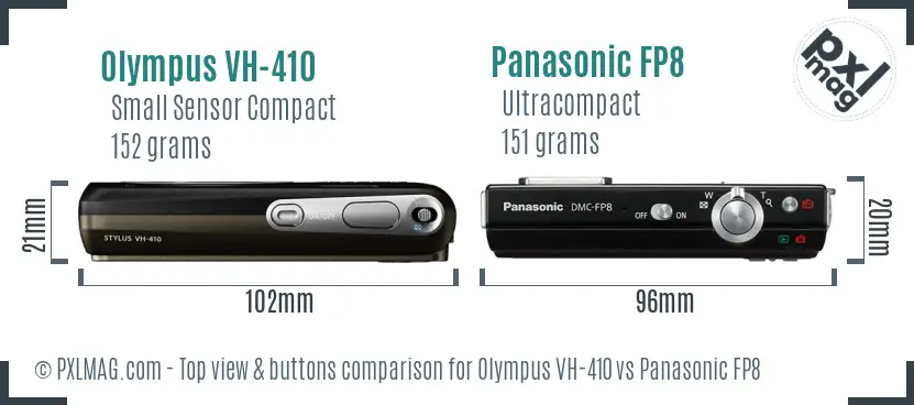 Olympus VH-410 vs Panasonic FP8 top view buttons comparison