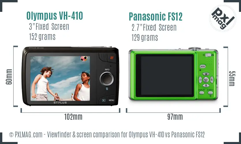 Olympus VH-410 vs Panasonic FS12 Screen and Viewfinder comparison