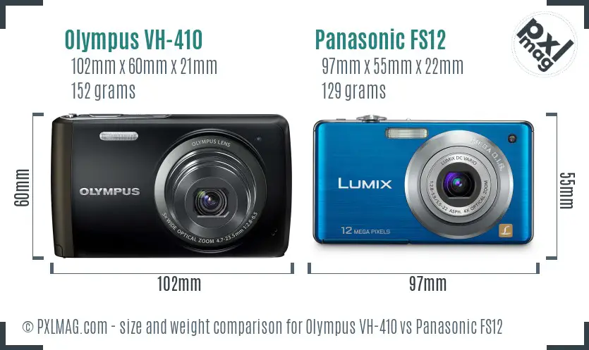 Olympus VH-410 vs Panasonic FS12 size comparison