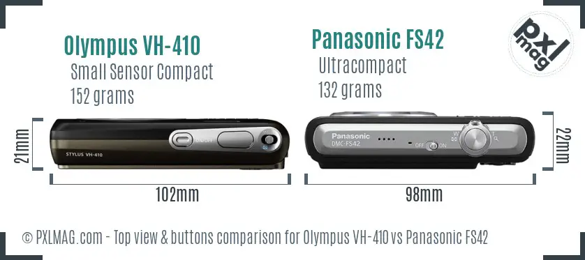 Olympus VH-410 vs Panasonic FS42 top view buttons comparison