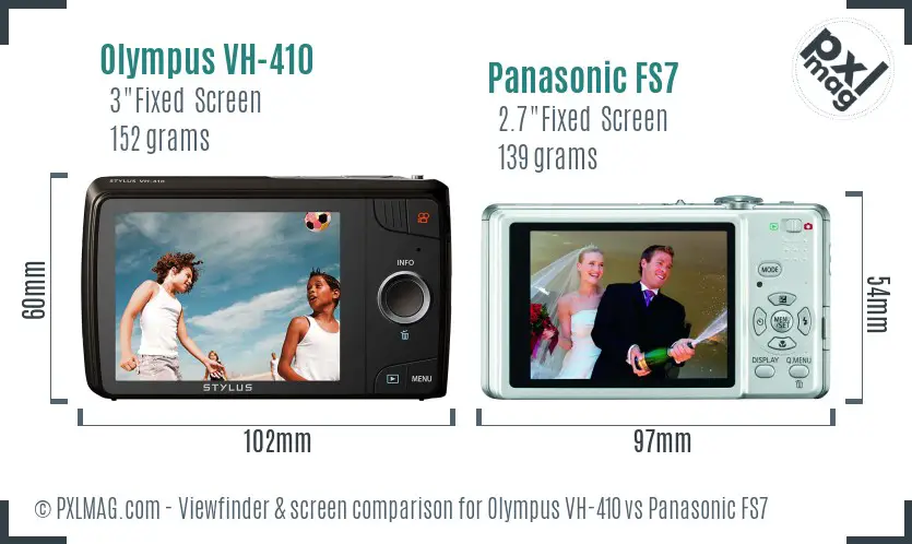 Olympus VH-410 vs Panasonic FS7 Screen and Viewfinder comparison