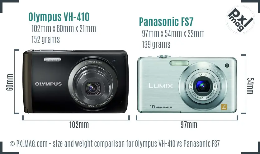 Olympus VH-410 vs Panasonic FS7 size comparison