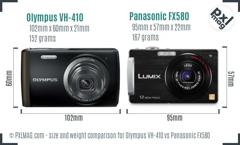 Olympus VH-410 vs Panasonic FX580 size comparison