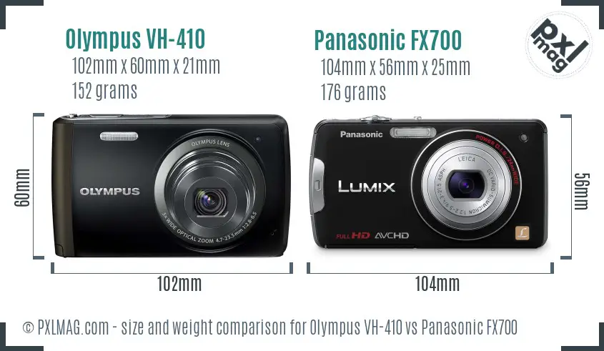 Olympus VH-410 vs Panasonic FX700 size comparison
