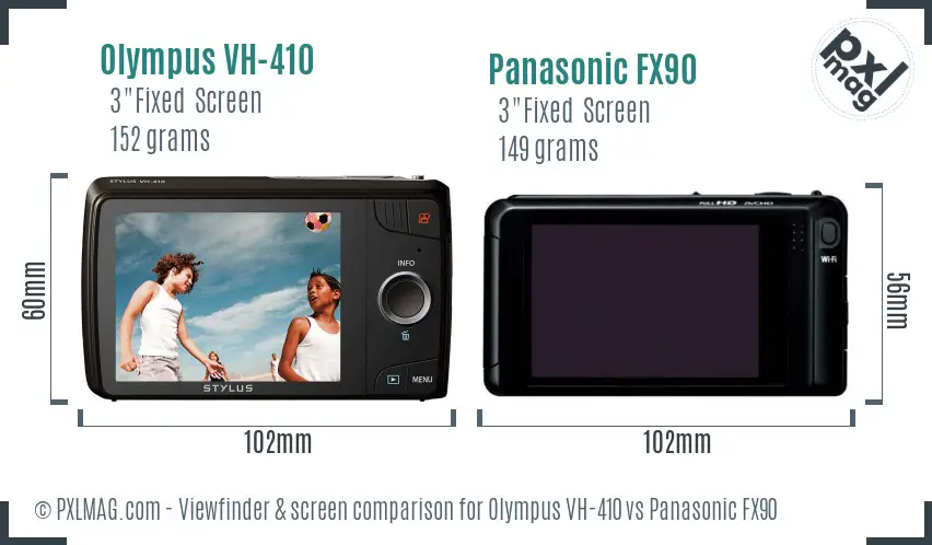 Olympus VH-410 vs Panasonic FX90 Screen and Viewfinder comparison Olympus VH-410 vs Panasonic FX90 Screen and Viewfinder comparison