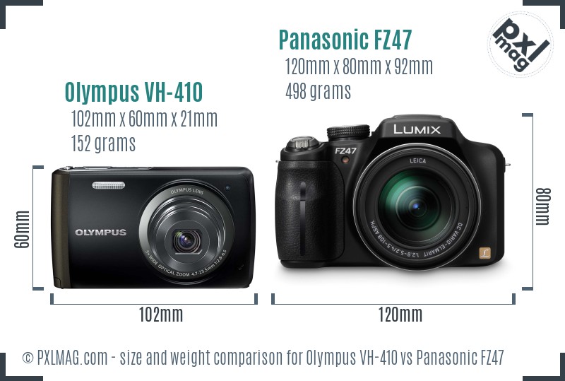 Olympus VH-410 vs Panasonic FZ47 size comparison