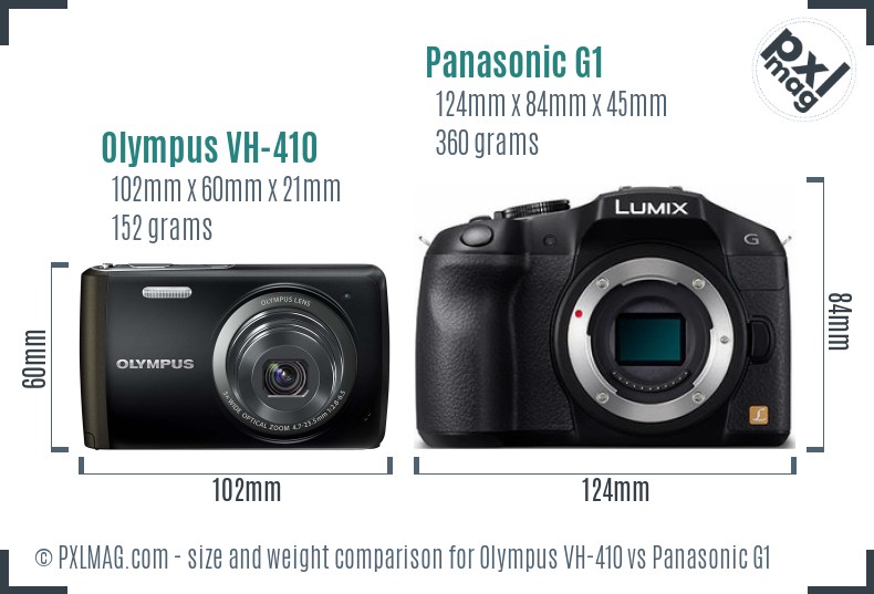 Olympus VH-410 vs Panasonic G1 size comparison