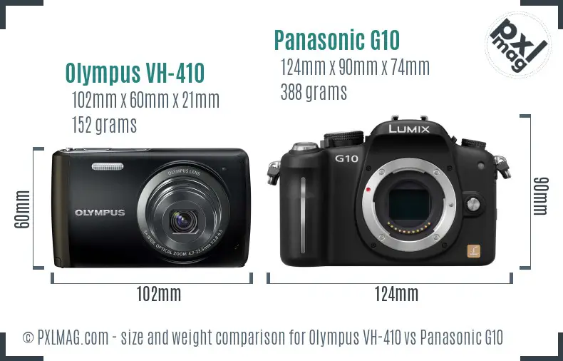 Olympus VH-410 vs Panasonic G10 size comparison