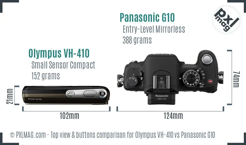 Olympus VH-410 vs Panasonic G10 top view buttons comparison