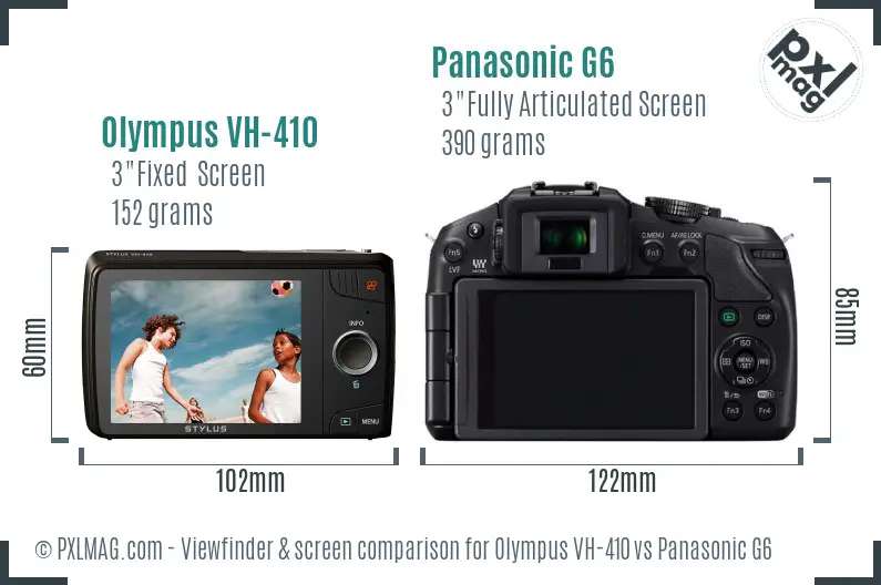 Olympus VH-410 vs Panasonic G6 Screen and Viewfinder comparison Olympus VH-410 vs Panasonic G6 Screen and Viewfinder comparison