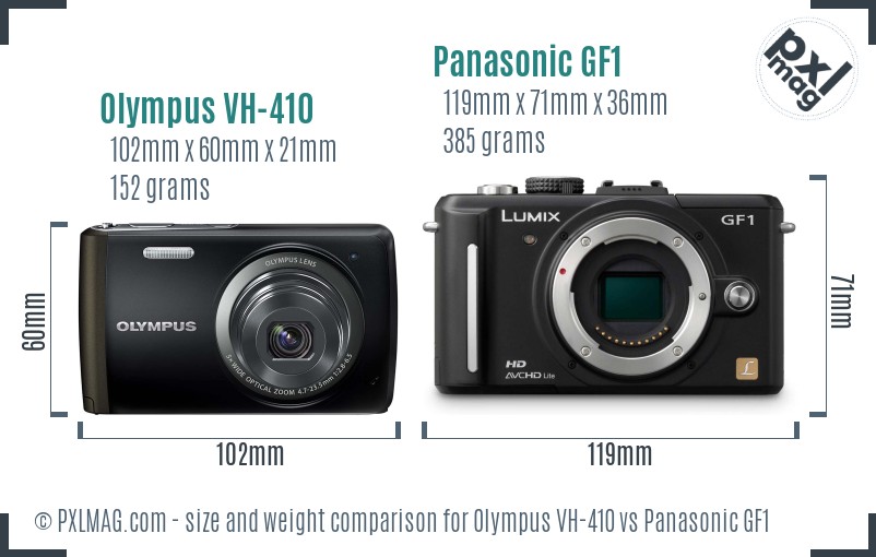 Olympus VH-410 vs Panasonic GF1 size comparison