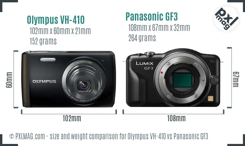 Olympus VH-410 vs Panasonic GF3 size comparison Olympus VH-410 vs Panasonic GF3 size comparison