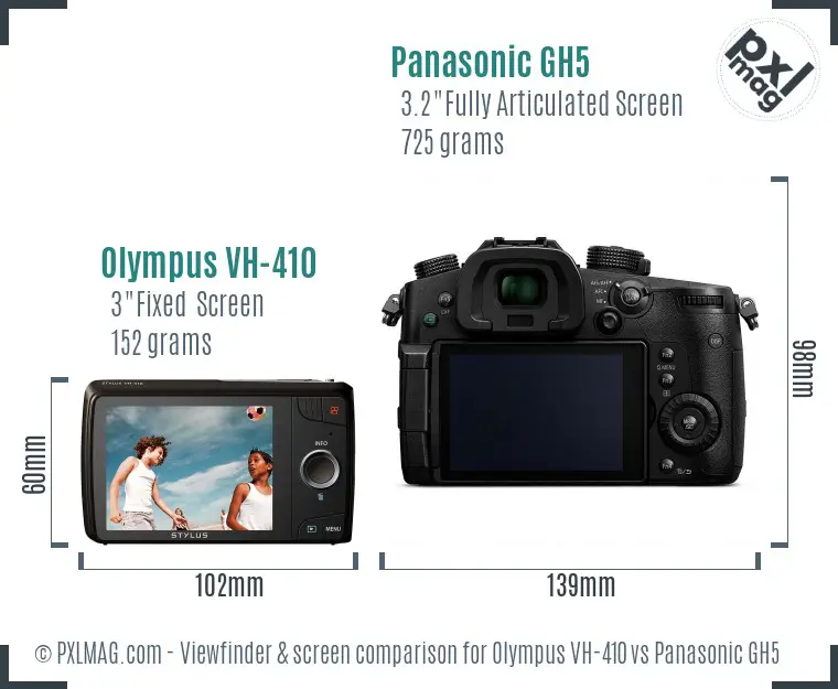 Olympus VH-410 vs Panasonic GH5 Screen and Viewfinder comparison Olympus VH-410 vs Panasonic GH5 Screen and Viewfinder comparison