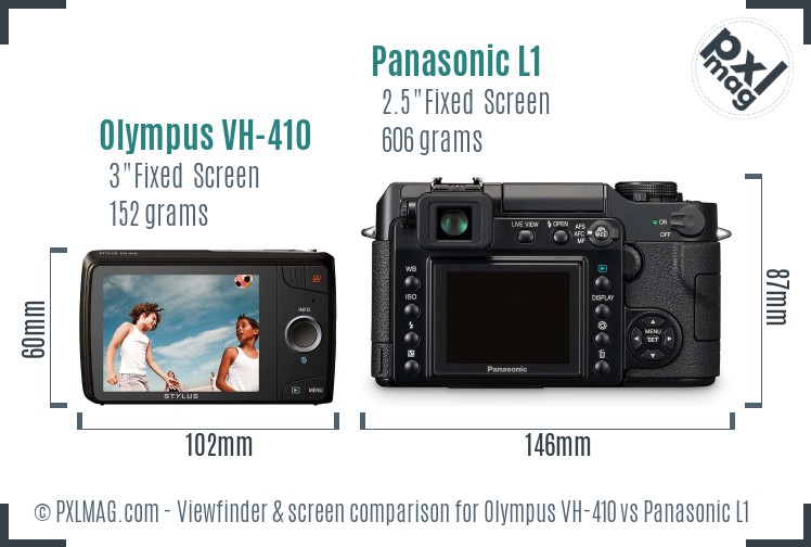 Olympus VH-410 vs Panasonic L1 Screen and Viewfinder comparison