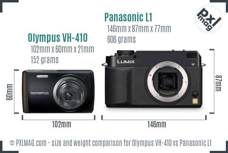 Olympus VH-410 vs Panasonic L1 size comparison
