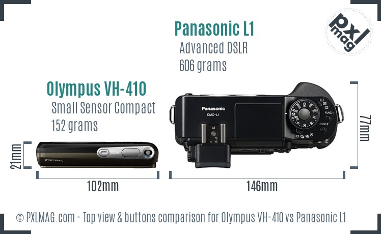 Olympus VH-410 vs Panasonic L1 top view buttons comparison