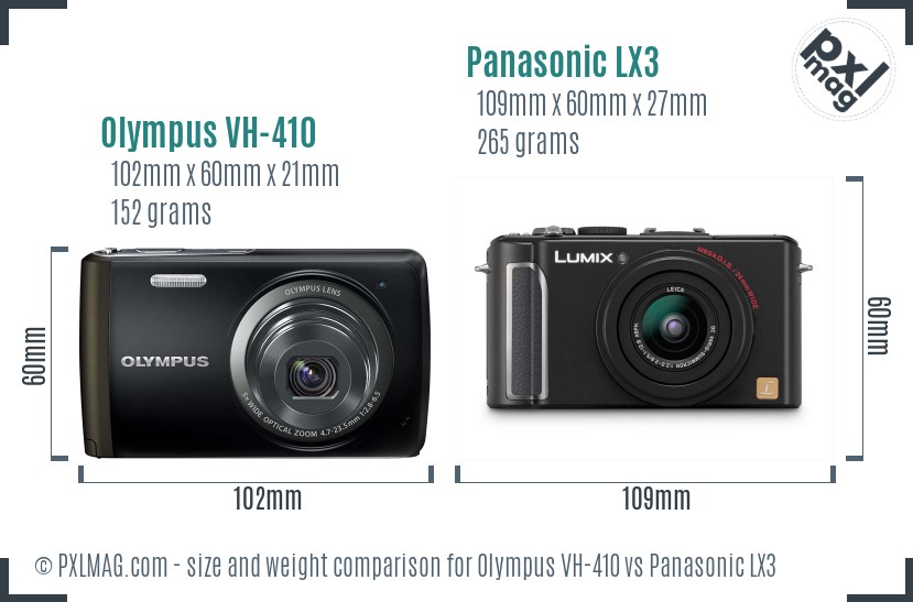 Olympus VH-410 vs Panasonic LX3 size comparison Olympus VH-410 vs Panasonic LX3 size comparison