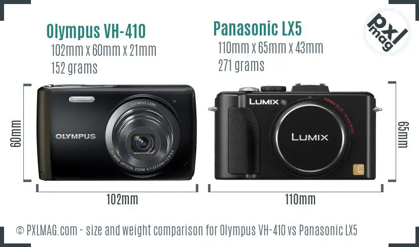 Olympus VH-410 vs Panasonic LX5 size comparison Olympus VH-410 vs Panasonic LX5 size comparison