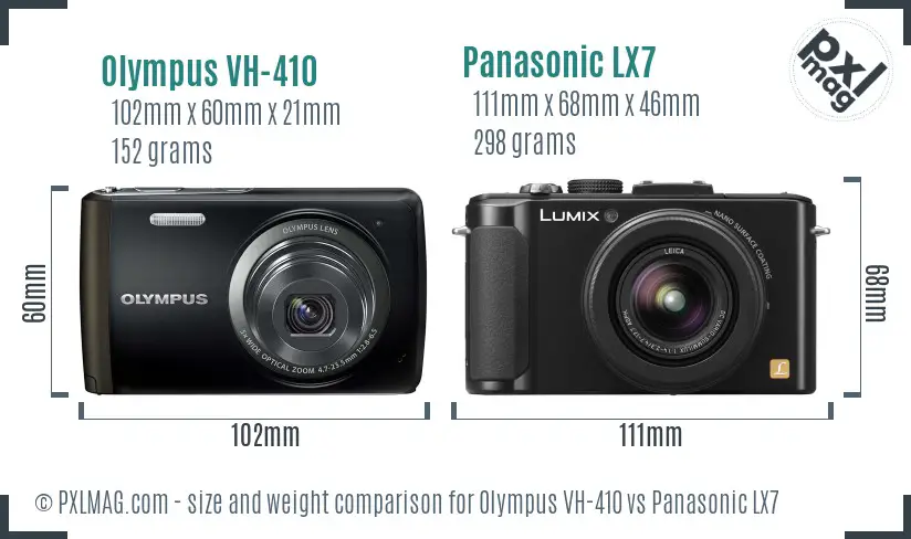 Olympus VH-410 vs Panasonic LX7 size comparison Olympus VH-410 vs Panasonic LX7 size comparison