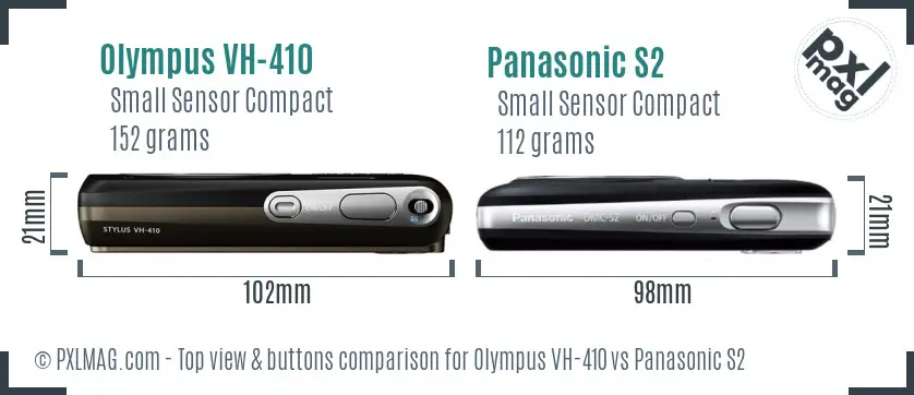 Olympus VH-410 vs Panasonic S2 top view buttons comparison Olympus VH-410 vs Panasonic S2 top view buttons comparison