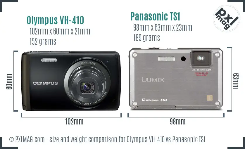 Olympus VH-410 vs Panasonic TS1 size comparison