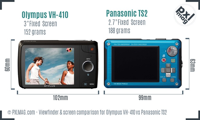 Olympus VH-410 vs Panasonic TS2 Screen and Viewfinder comparison