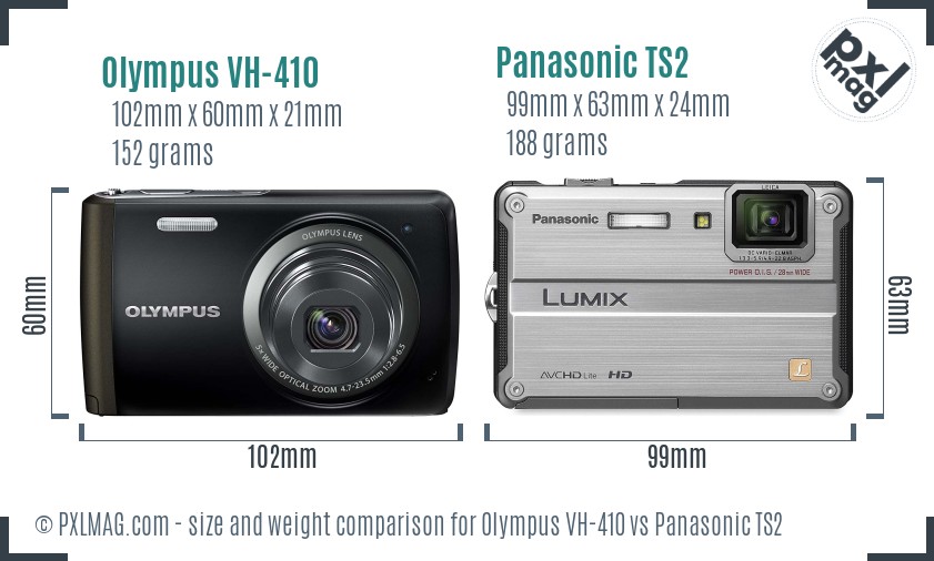 Olympus VH-410 vs Panasonic TS2 size comparison Olympus VH-410 vs Panasonic TS2 size comparison
