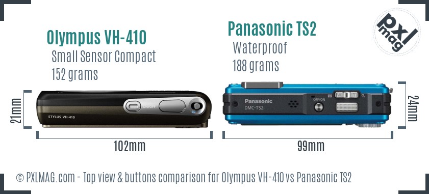 Olympus VH-410 vs Panasonic TS2 top view buttons comparison