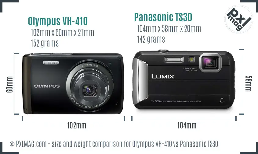 Olympus VH-410 vs Panasonic TS30 size comparison