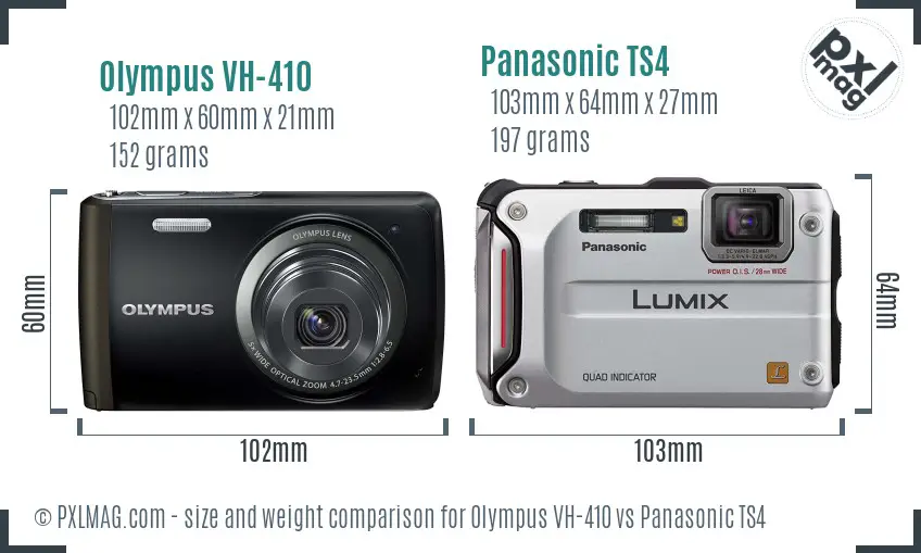 Olympus VH-410 vs Panasonic TS4 size comparison