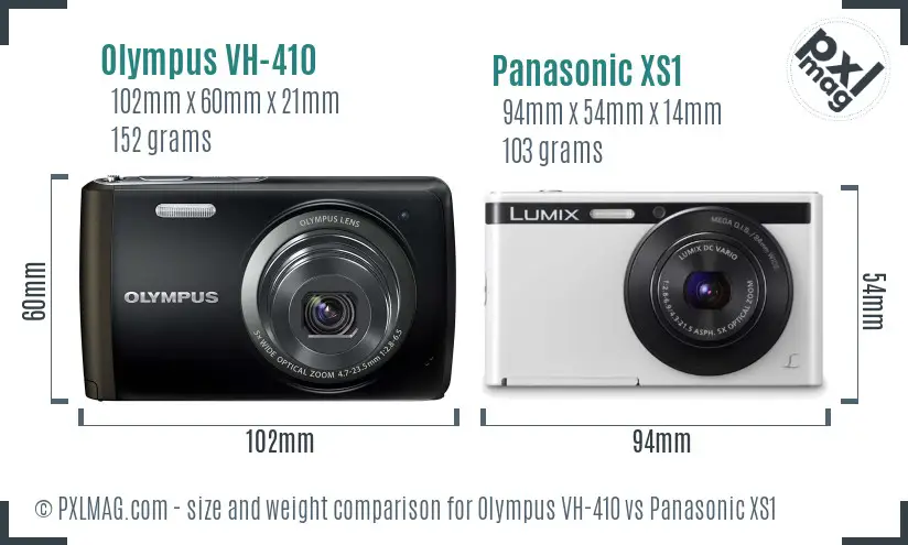 Olympus VH-410 vs Panasonic XS1 size comparison