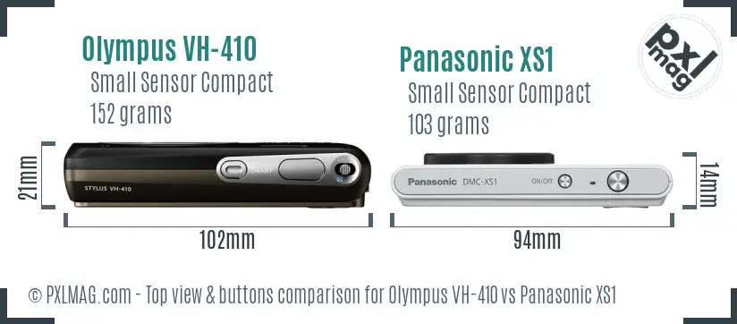 Olympus VH-410 vs Panasonic XS1 top view buttons comparison