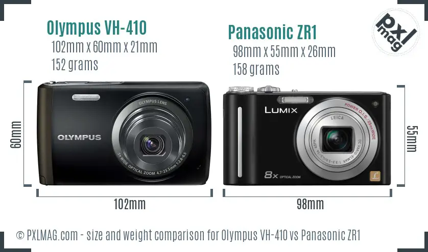 Olympus VH-410 vs Panasonic ZR1 size comparison