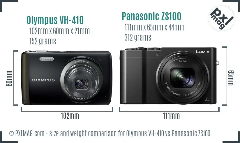 Olympus VH-410 vs Panasonic ZS100 size comparison Olympus VH-410 vs Panasonic ZS100 size comparison