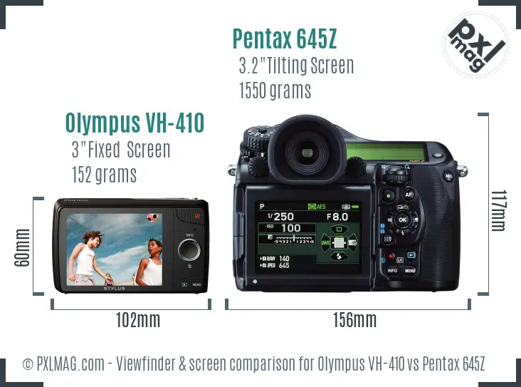 Olympus VH-410 vs Pentax 645Z Screen and Viewfinder comparison