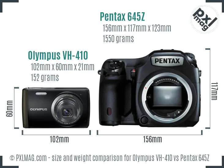Olympus VH-410 vs Pentax 645Z size comparison