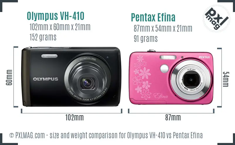Olympus VH-410 vs Pentax Efina size comparison