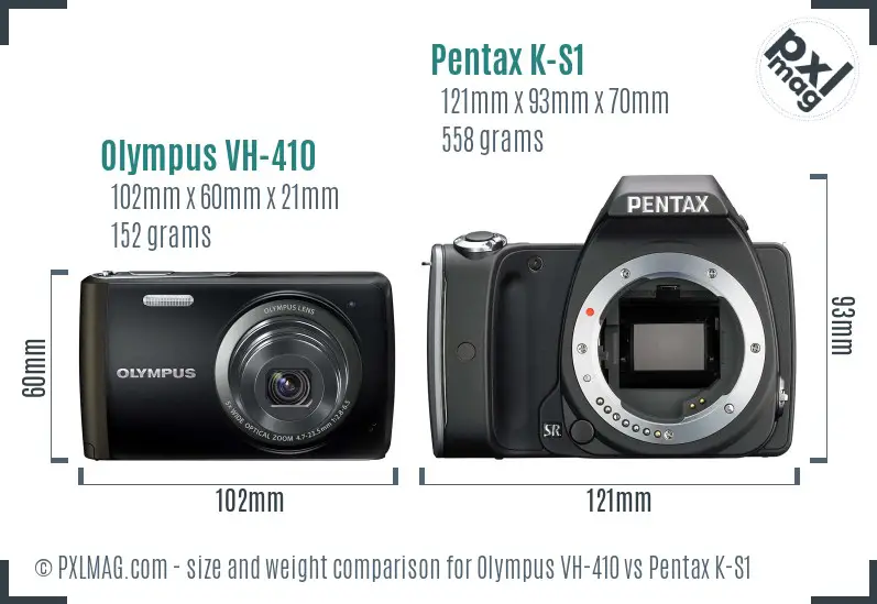 Olympus VH-410 vs Pentax K-S1 size comparison