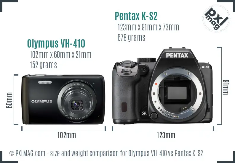 Olympus VH-410 vs Pentax K-S2 size comparison