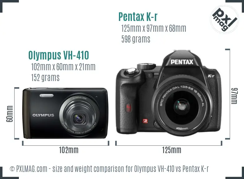 Olympus VH-410 vs Pentax K-r size comparison Olympus VH-410 vs Pentax K-r size comparison