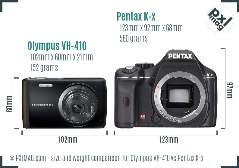 Olympus VH-410 vs Pentax K-x size comparison