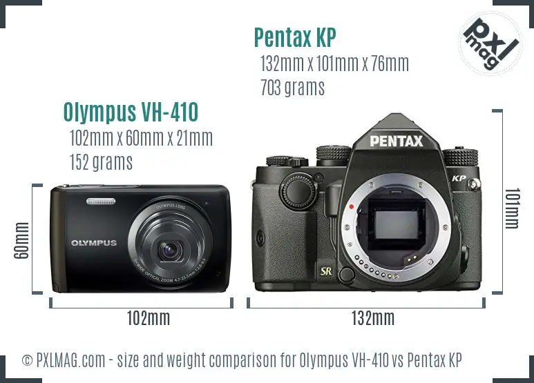 Olympus VH-410 vs Pentax KP size comparison