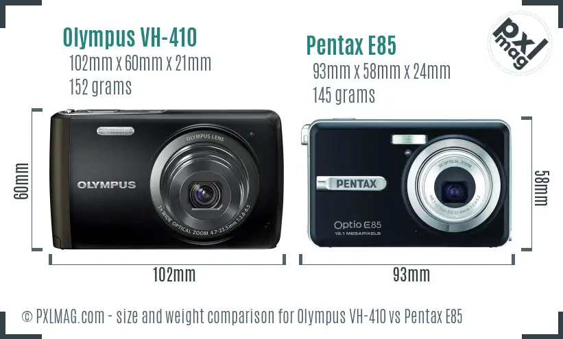 Olympus VH-410 vs Pentax E85 size comparison