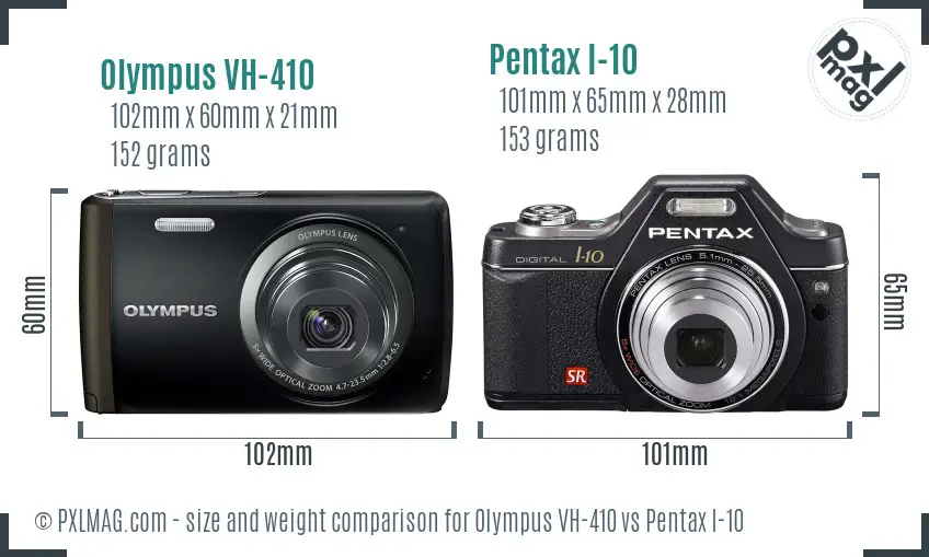 Olympus VH-410 vs Pentax I-10 size comparison